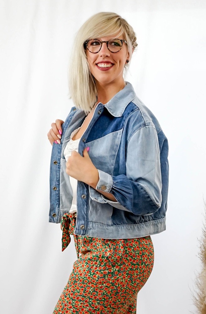 Veste en jeans bicolore 34 36 38 40 42 YSADENA E SHOP