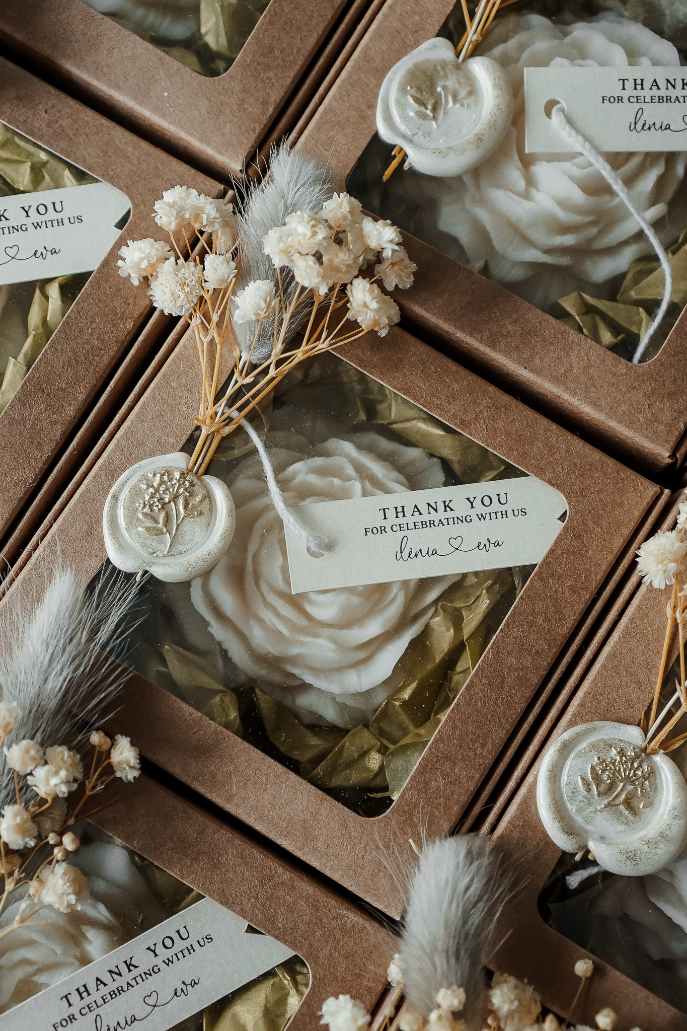 Bougie Pivoine personnalisée cadeau invité mariage Belgique