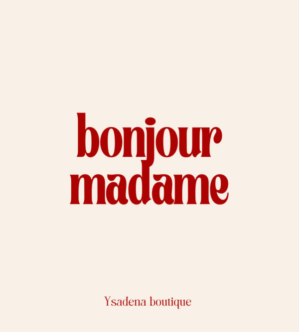 Étiquette humoristique “Bonjour Madame” rouge