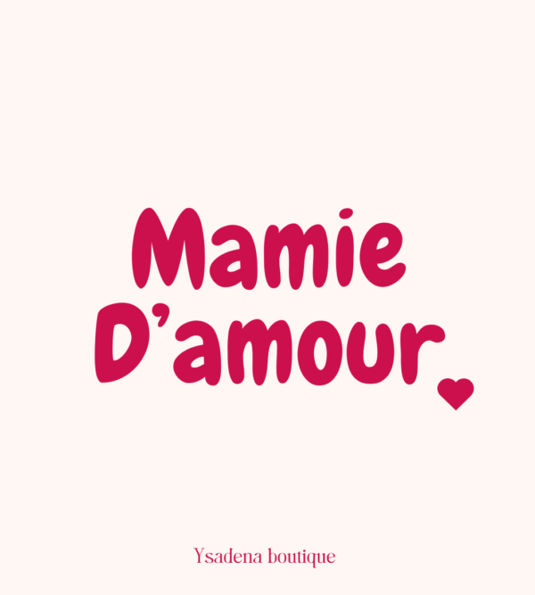 Étiquette “Mamie d’amour” rose pour bougie personnalisée Ysadena