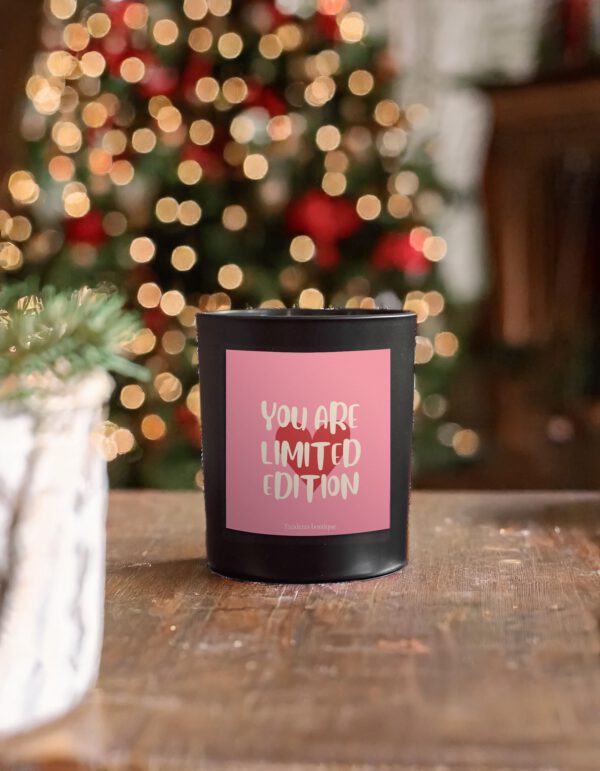 limited rose-compressed Bougie personnalisable pot noir – Choisissez votre étiquette – Cire de soja parfumé