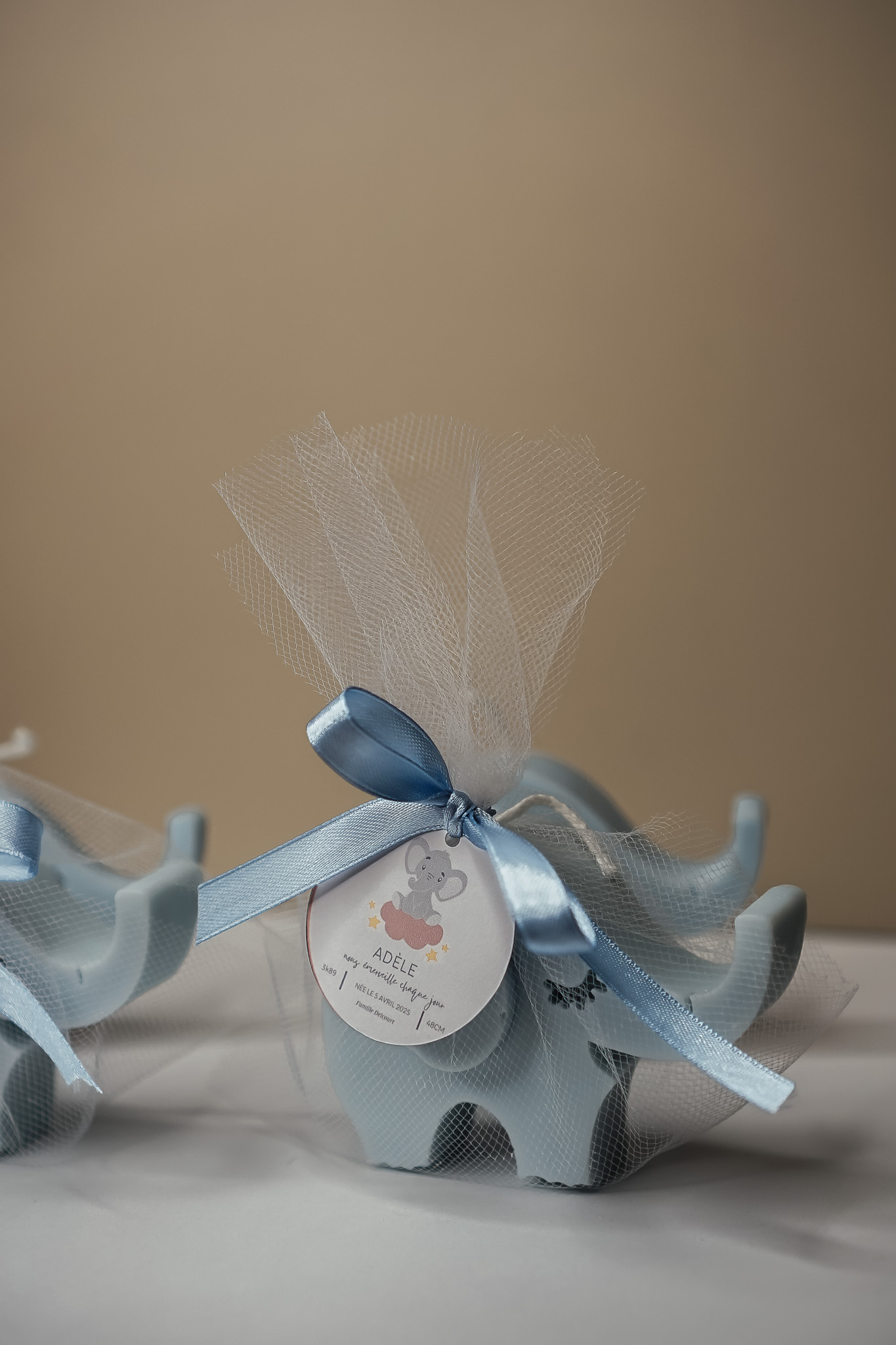 Bougie girafe éléphant personnalisée cadeau invité naissance baptême