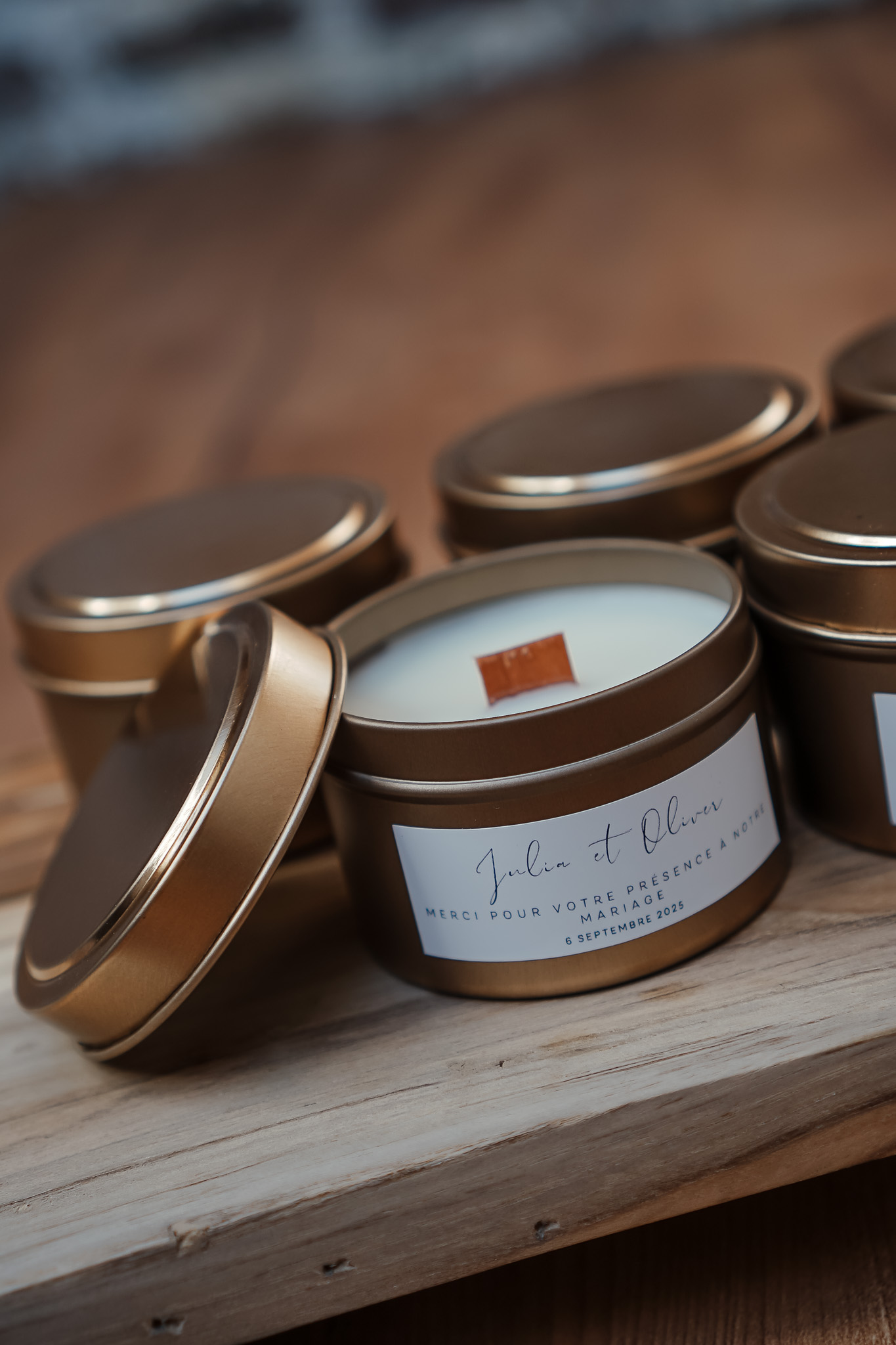 Bougie parfumée personnalisée mariage cadeau invité Belgique